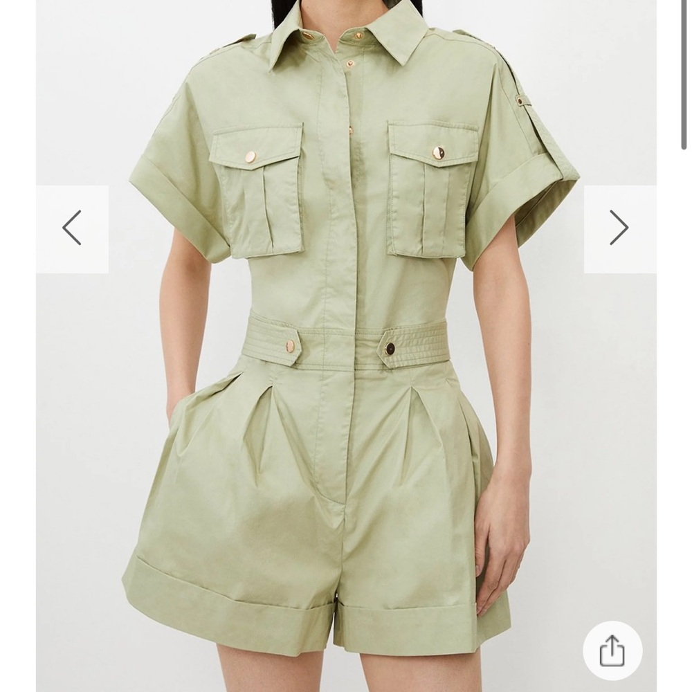 Karen Millen Olive Jumpsuit with Gold Buttons
